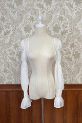 BXOXO - Striped Chiffon Long Sleeves Bowknot Sweet Princess Lolita Cardigan Blouse 5 Colors