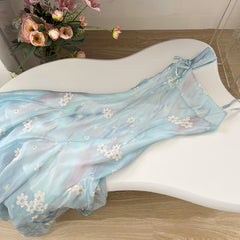 BXOXO - summer inspo Women Sweet Floral Long Dress Summer Elegant Sleeveless Suspender Dress French Temperament Backless Dress