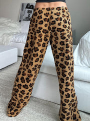 BXOXO - summer inspo Leopard Velvet Women Loose Long Pants Bow Y2k Retro Fashion Chic Warm Autumn New Trousers Design Street Style
