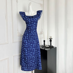 BXOXO - summer inspo Summer French Elegant Floral Midi Dress Beach Style Korean Fashion Dress Evening Party Sexy Sleeveless Dress