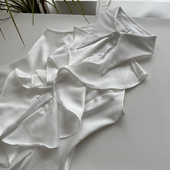 BXOXO - summer inspo Sleeveless White Dresses Women Halter Neck Ruffles Mini Dress Summer Elegant Sweet French Sexy Solid Color Fashion Dress