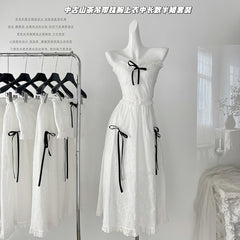 BXOXO - summer inspo Sexy Suspender Short Top Half Skirt Two-piece Set Solid Color Women Suit Gentle Style Fashion Tube Top A-line Skirt Suits