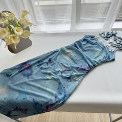 BXOXO - summer inspo Summer Retro Floral Print Strap Slim Fit Dress Women Chic Sleeveless Suspender Dress Fashion Street Style Mini Dress