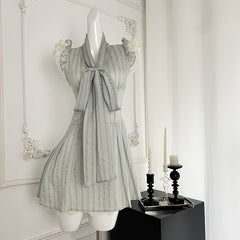 BXOXO - summer inspo Lace Splicing Dress Women Chic Design Sweet Dress 2025 Summer Korean Elegant Fashion Flying Sleeve High Waist Dresses