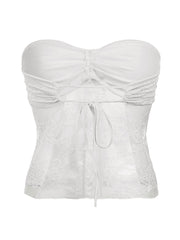 BXOXO - summer inspo Y2K Clothes Backless Tie Strapless Sexy Cute Lace Crop Tops Women Sweet Kawaii 2000s Balletcore Tanks Camis