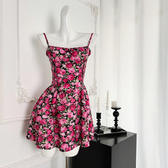 BXOXO - summer inspo Vintage Floral Print Dresses For Women Elegant Retro Sleeveless Suspender Dress Beach Style Party A-Line Dress