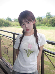 Bxoxo Y2K hot Girl sexy slim Harajuku vintage women crop top streetwear fashion punk hip hop rock cute floral geometric print baby top