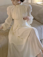 BXOXO party look inspos Fashion New Women Elegant Casual Long Dress Autumn Vintage A-Line Solid Party Birthday Dresses Female Clothes Robe Vestidos