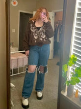 BXOXO Hoodies Women Coat Streetwear Punk Oversized Top Hip Hop Butterfly Sweatshirt Harajuku Vintage Clothing Femme Y2k Hoodie Tops