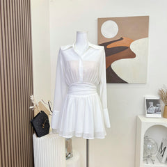 BXOXO - summer inspo Three-piece Suit With Long Sleeves Sets Women Casual Women's Aesthetics Dress Outfits Top Skirt Girl