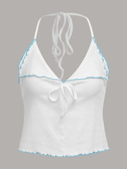 BXOXO Harajuku Sexy Bow Y2k Crop Top Summer White Camis Sling Backless Coquette Tank Top Kawaii Camis Women Clothing Corset tops