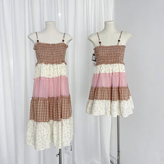 BXOXO - summer inspo Fashion Floral Patchwork Suspender Dress Women Layered Deep V-neck Backless Beach Long Dresses Female Holiday Party Vestido