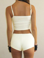 White Cami top Crop Slim Lounge set