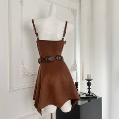 BXOXO - summer inspo Spicy Girl Retro Sleeveless Dress Fashion Slimming Suspender Dresses Women Sexy Backless Irregular Short Sling Dress