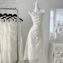 BXOXO - summer inspo Elegant Dresses for Women Solid Color Summer New Holiday Style Halter Sleeveless A-line French Evening Dress Party Prom Robe