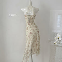 BXOXO - summer inspo French Retro Sexy Suspender Dress Women Gentle Style Elegant Slim Fit Dresses Summer Chic Design Party Floral Dress