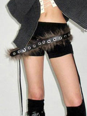 BXOXO - summer inspo Fashion Vintage Faux Fur Spliced Leather Pu Women Belt Chic Hottie Y2k Simple All-Match Waist Accessories