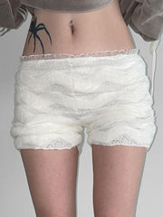 BXOXO - Lace Trim Heart Cutout Low-Rise Shorts
