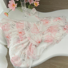 BXOXO - summer inspo 2025 Summer Halter Neck Floral Print Dress Beach Style Party Mini Dress Women's Sweet Sleeveless Dresses