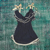 BXOXO Dresss Women Vintage Clothes 2000s Y2k Summer High waist Loose Lace Short Dreess Harajuku Sexy Femme Dress Polka Dot Mini Dress