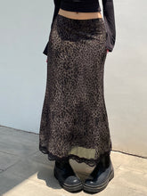 BXOXO - summer inspo Retro Brown Leopard Y2K Long Skirts Women Lace Trim Hem Two Layers Mesh Vintage Aesthetic Elegant Fashion Women Clothing