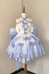BXOXO - Gradient Blue Hanayome Hollow Bowknot Sweet Princess Lolita Dress