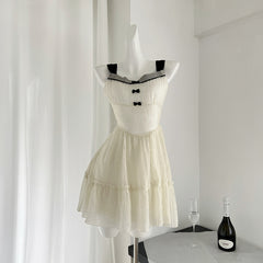 BXOXO - summer inspo Women French Retro Suspender Dress 2025 Summer New Sleeveless Sweet Dresses Elegant Style Mini Dress