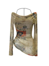 BXOXO Women Graphic Print T-Shirts Vintage 90s Aesthetic Female Grunge Y2k Tops Harajuku Long Sleeve T-Shirt Hippie Streewear