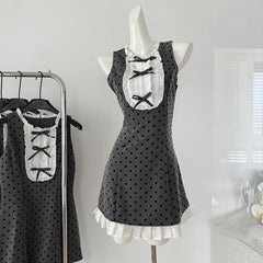 BXOXO - summer inspo Sweet and Spicy Polka Dot Sleeveless Dress for Women Summer New Chic Spicy Girl Waist Slimming A-line Short Dress