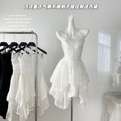 BXOXO - summer inspo Sexy Halter Ruffles Hem Irregular Mini Dress Women Y2K Sleeveless Slim Fit Short Dresses 2025 Summer Chic Party Vestido