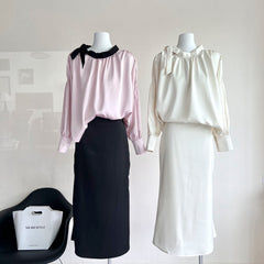 BXOXO - summer inspo Commuter Sets Women Long Sleeve High Quality Casual Women's Aesthetics Dress Outfits Top Skirt Girl