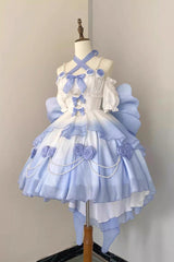 BXOXO - Gradient Blue Hanayome Hollow Bowknot Sweet Princess Lolita Dress