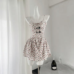 BXOXO - summer inspo Retro Floral Dresses Women Summer New Korean Style Fashion Casual Suspender Dress Sexy Sweet Princess Party Mini Dress