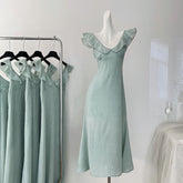 BXOXO - summer inspo Chic Design Sense Small Flying Sleeve Dress Women 2025 Summer Fashion Casual Seaside Holiday Waist-slimming Long Skirt