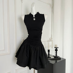 BXOXO - summer inspo 2025 New Chic Design Sleeveless Dress Solid Color Mini Dress Summer Temperament Spicy Girl Slim Fit Dress Fashion Casual