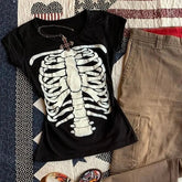 BXOXO Skulls Punk T shirt Women Slim Gothic Street Vintage Black Short Tops Dark Crop Top Femme T Shirts Sexy Y2k Clothing 2000s Tees