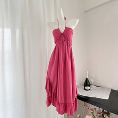 BXOXO - summer inspo Holiday Style Halter Backless Party Dress for Women Spring Summer New Fairy Beach Sleeveless Long Dresses