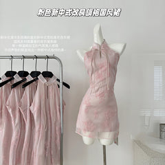 BXOXO - summer inspo Cheongsam Dress Chinese Style Improved Modern Sexy Qipao Women Sleeveless Vintage Print Floral Elagant Party Dress