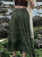 Fairy Vintage Printed Midi Skirt