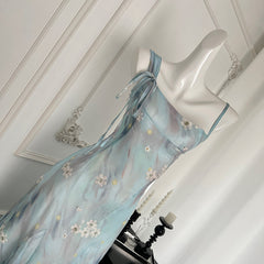 BXOXO - summer inspo Women Sweet Floral Long Dress Summer Elegant Sleeveless Suspender Dress French Temperament Backless Dress