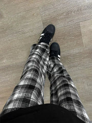 BXOXO Harajuku Plaid Y2k Pants Women Clothing Winter Wide Leg Pants Korean Fashion Casual Goth Girl Clothes Pantalones Femme Trousers