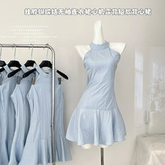 BXOXO - summer inspo Elegant Halter Sleeveless Strapless Dress Korea Chic Bow Backless Mini Dresses Women 2025 New Summer Party Dress