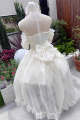 BXOXO - Ballet Twins Ruffle Bowknot Short Front Long Back Sweet Lolita Dress 2 Colors