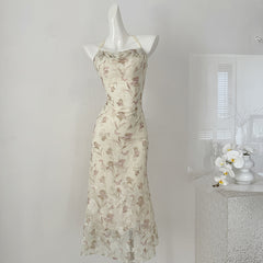 BXOXO - summer inspo French Retro Sexy Suspender Dress Women Gentle Style Elegant Slim Fit Dresses Summer Chic Design Party Floral Dress