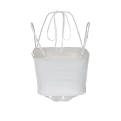 Curved Hem Spaghetti Strap Corset Halter Crop Top - White