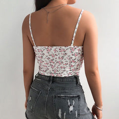 Saveria Floral Print Lace Crop Top