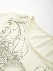 Rhinestone Detail Rose Heart Crop Top