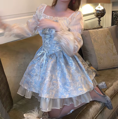 Bxoxo-shop prom dresses Fashionable Waist Slimming off-Shoulder Princess Short Skirt Summer New Sweet Spicy Fluffy Dress Women's Clothing