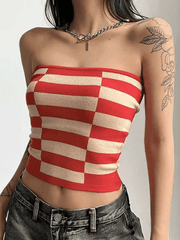 Stripe Knitted Bandeau Top
