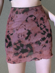 Tie-Dye Mesh Mini Skirt